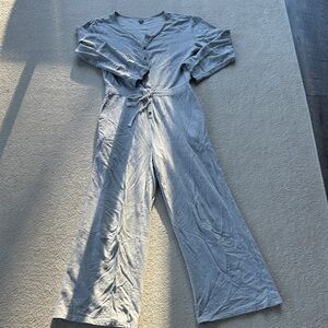 Aerie Light Gray Button-Front Jumpsuit
